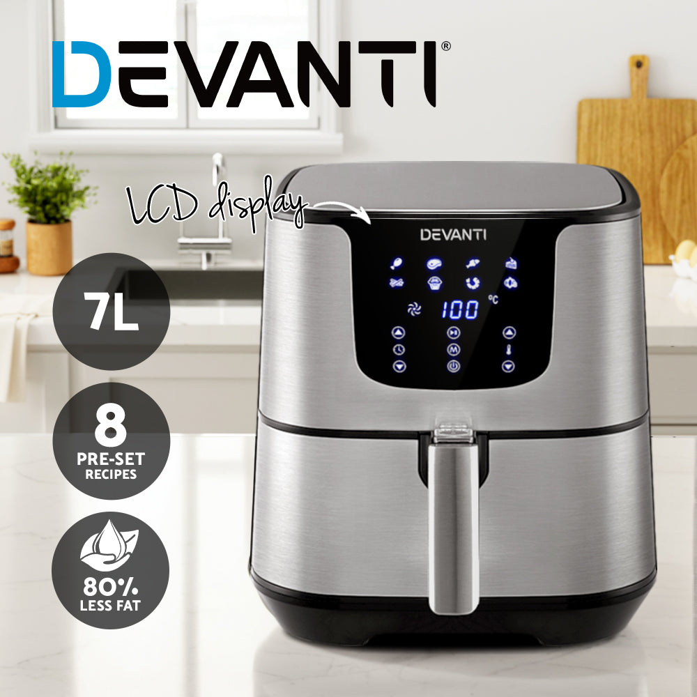 Devanti Air Fryer 7L LCD Fryers Oil Free Oven Airfryer Kitchen Healthy Cooker