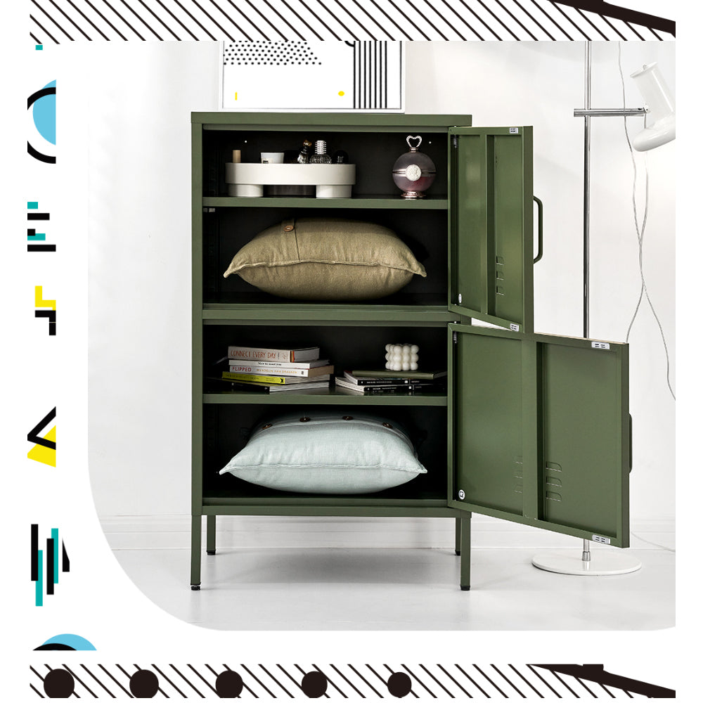 ArtissIn Double Storage Cabinet Shelf Organizer Bedroom Green