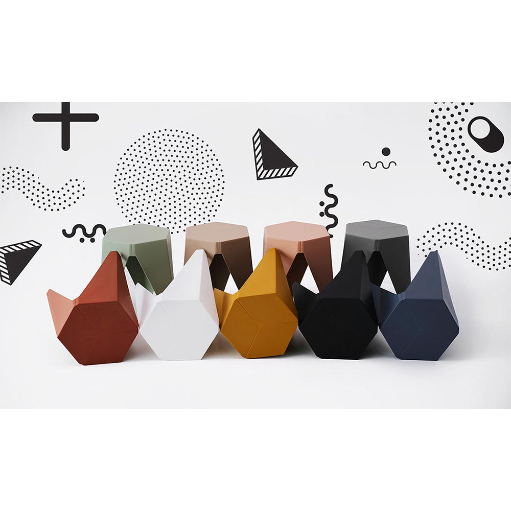 ArtissIn Set of 2 Puzzle Stool Plastic Stacking Stools Chair Outdoor Indoor White