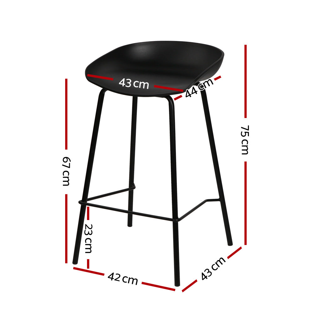 Artiss Set of 2 Metal Bar Stools - Black