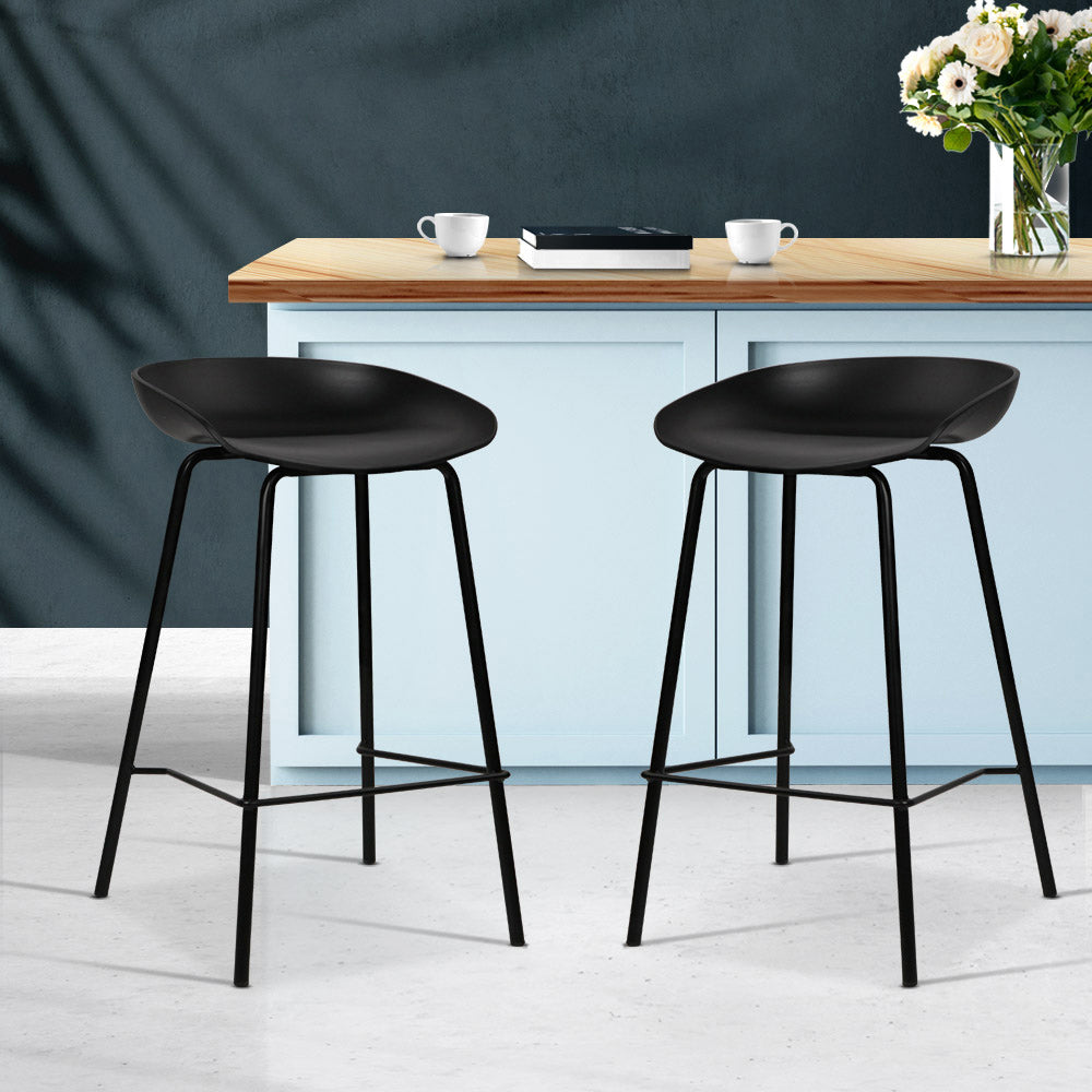 Artiss Set of 2 Metal Bar Stools - Black