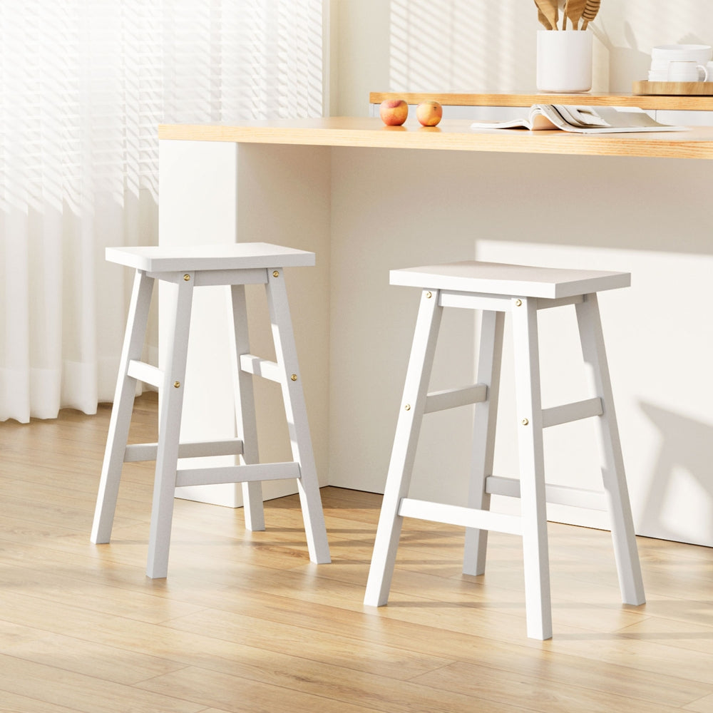 Artiss Set of 2 Beech Wood Bar Stools - White