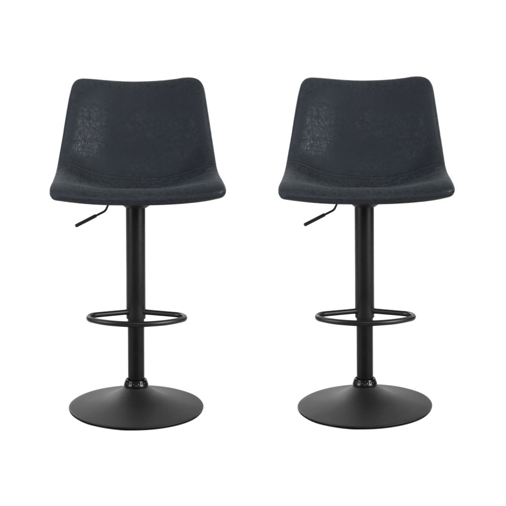Artiss Set of 2 Bar Stools Gas Lift- Black