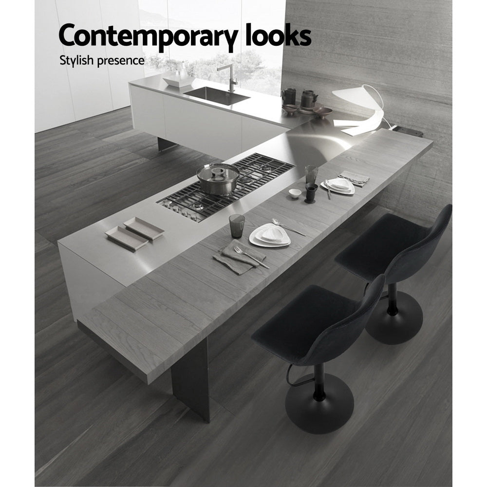 Artiss Set of 2 Bar Stools Gas Lift- Black