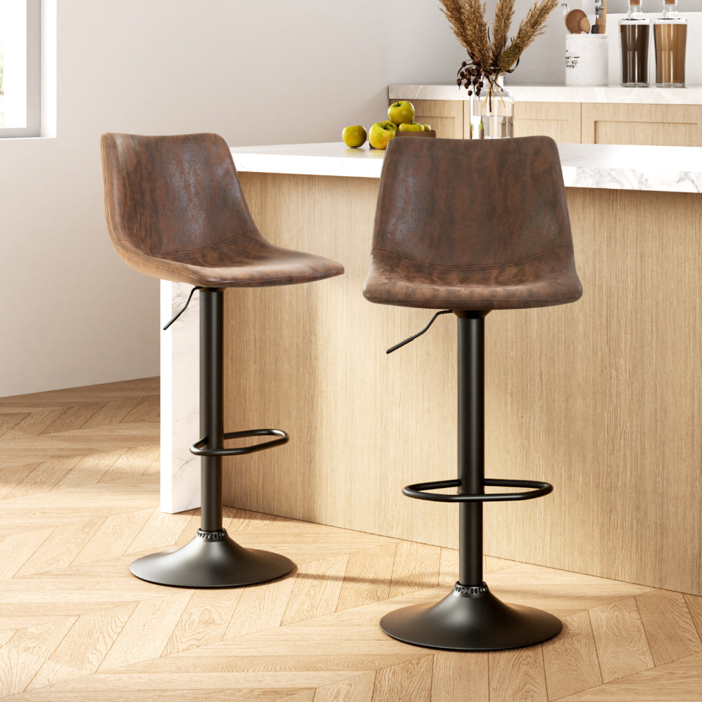 Artiss Kitchen Bar Stools Gas Lift Stool Chairs Swivel Barstools Vintage Fabric