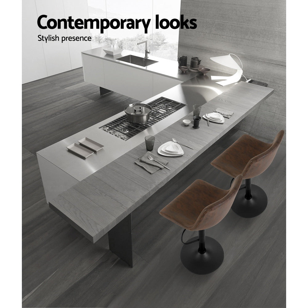 Artiss Kitchen Bar Stools Gas Lift Stool Chairs Swivel Barstools Vintage Fabric