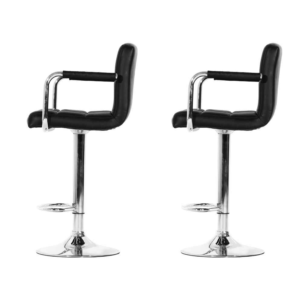 Artiss Set of 2 Bar Stools Gas lift Swivel Armrests - Steel and Black