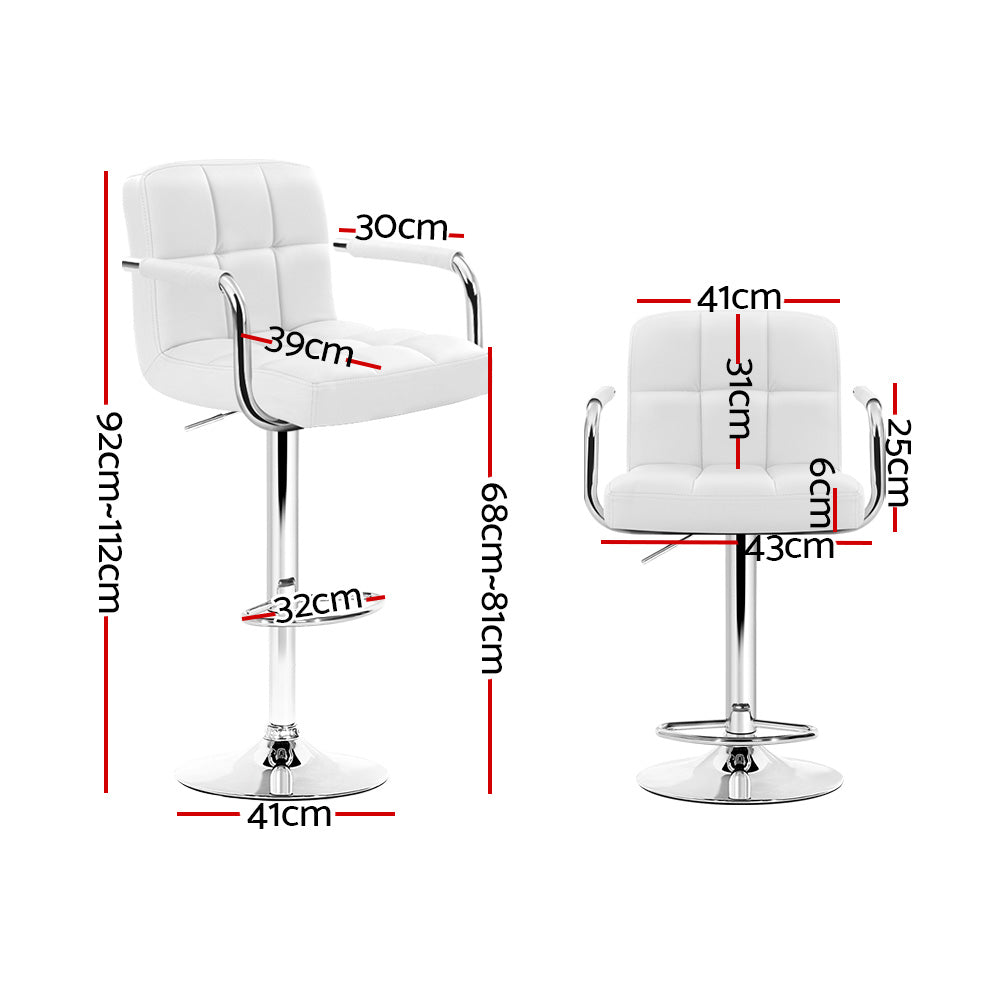 Artiss Set of 2 Bar Stools Gas lift Swivel - Steel and White
