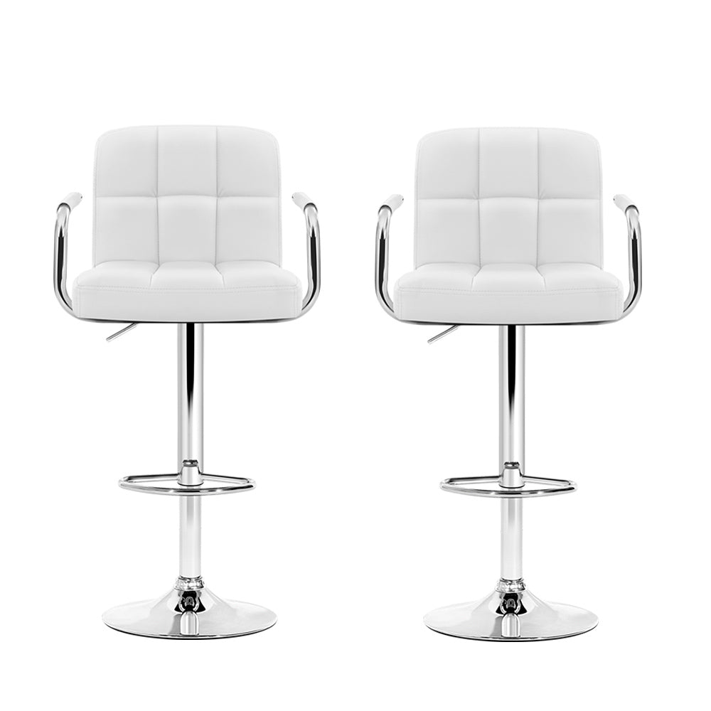 Artiss Set of 2 Bar Stools Gas lift Swivel - Steel and White