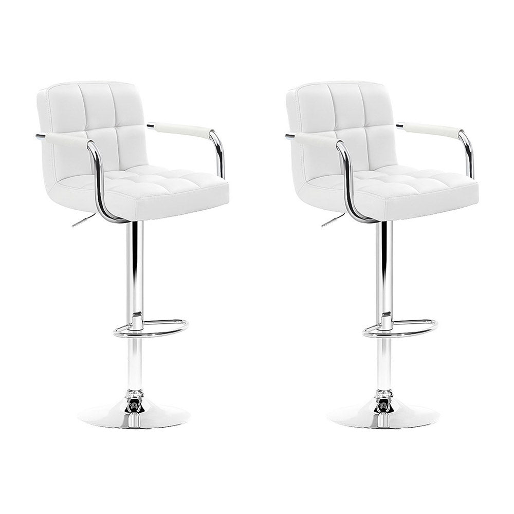 Artiss Set of 2 Bar Stools Gas lift Swivel - Steel and White