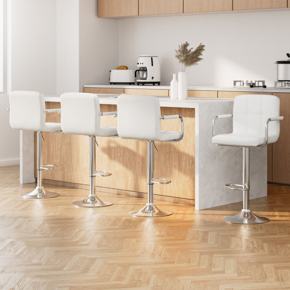 Artiss Set of 4 Bar Stools Gas lift Swivel - Steel and White