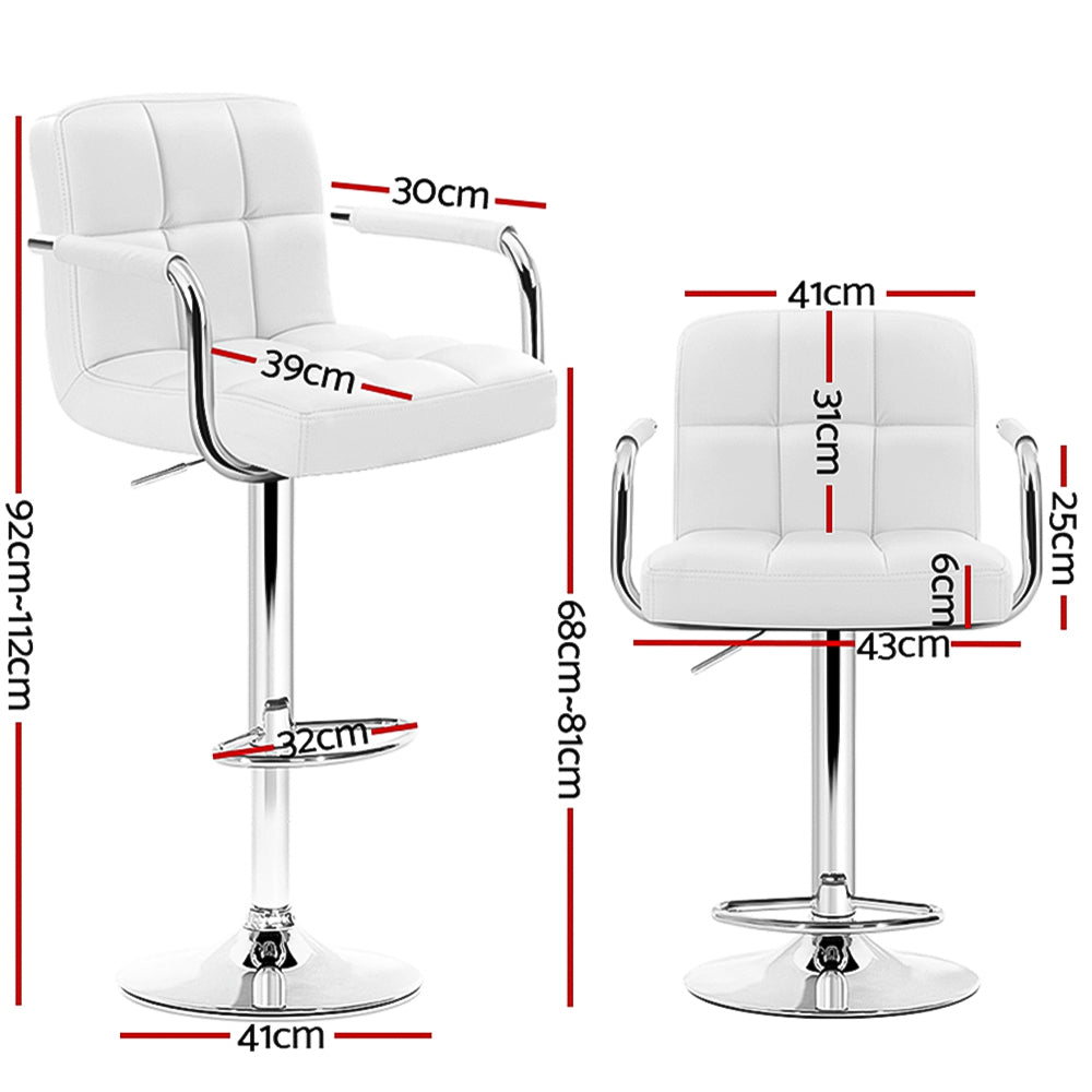 Artiss Set of 4 Bar Stools Gas lift Swivel - Steel and White