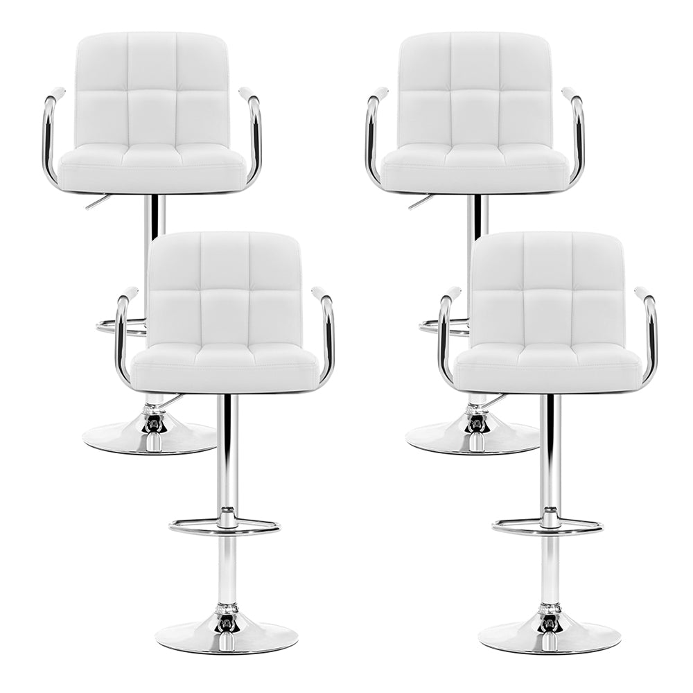 Artiss Set of 4 Bar Stools Gas lift Swivel - Steel and White