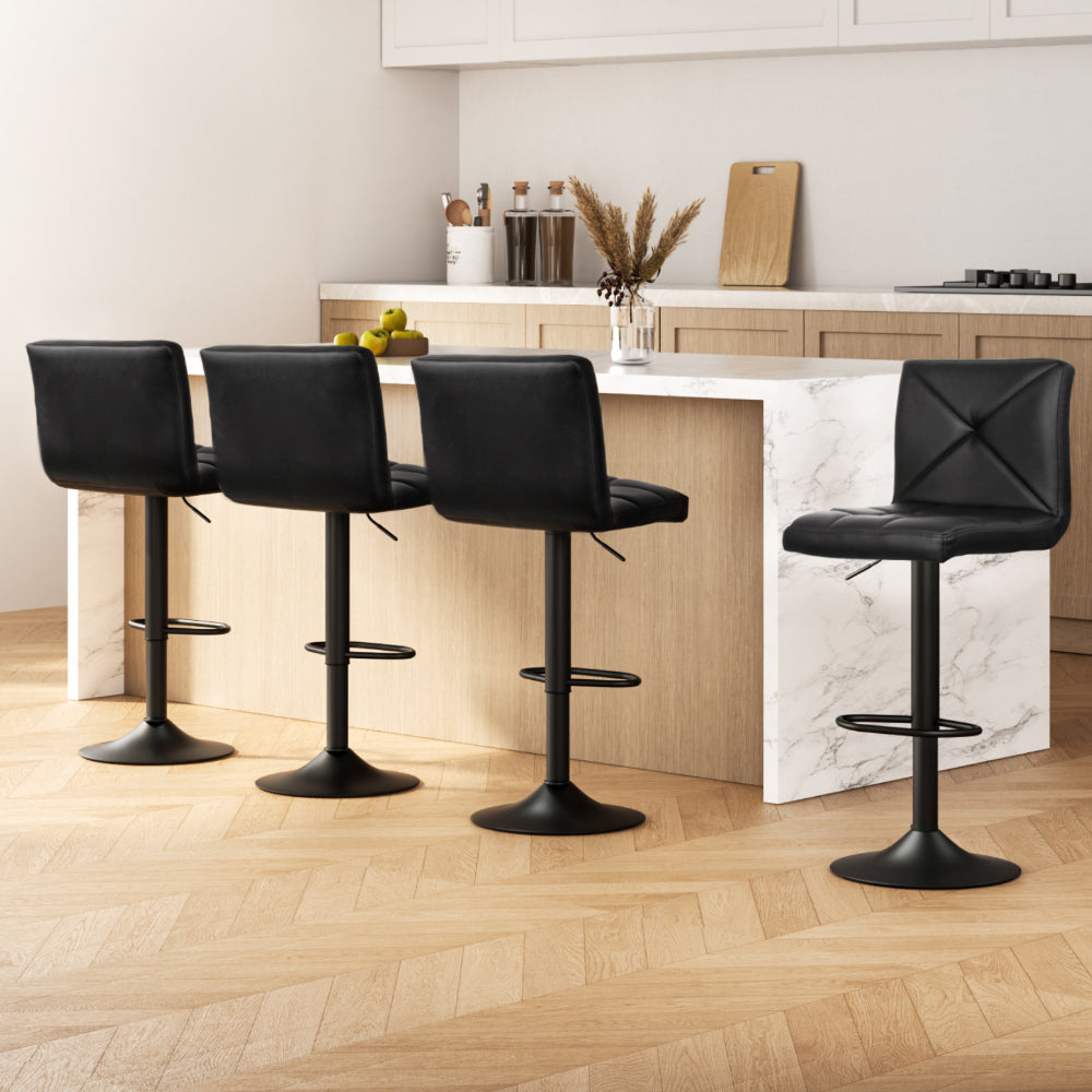 Artiss Set of 4 Bar Stools PU Leather Criss Cross Style - Black