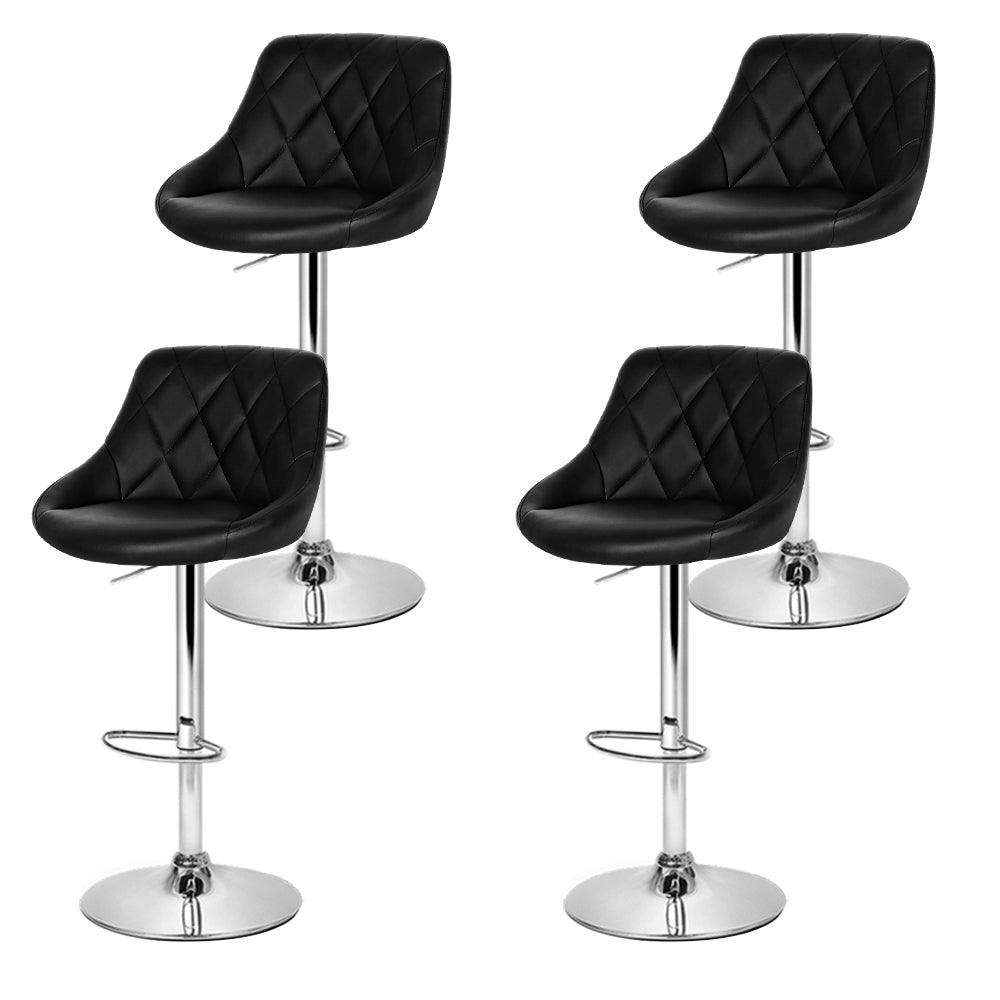 Artiss Set of 4 Bar Stools PU Leather Diamond Style - Black