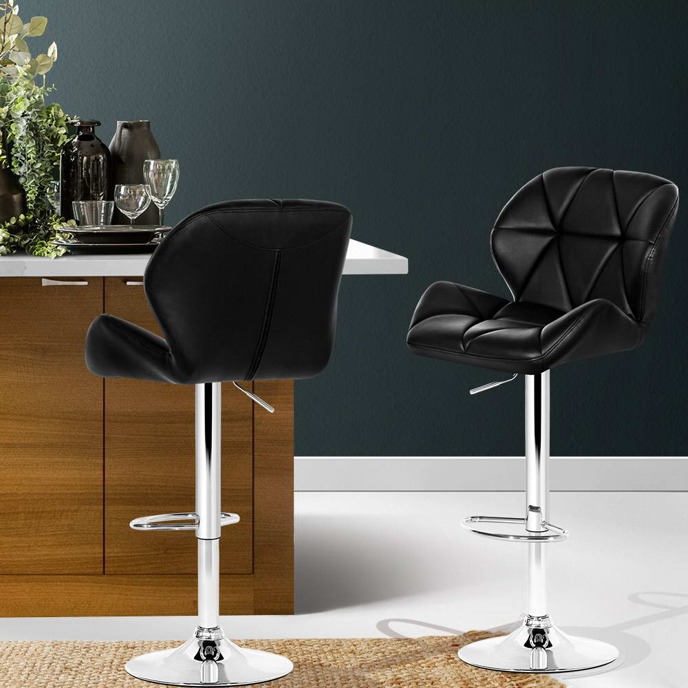 Artiss Set of 2 Kitchen Bar Stools - Black and Chrome