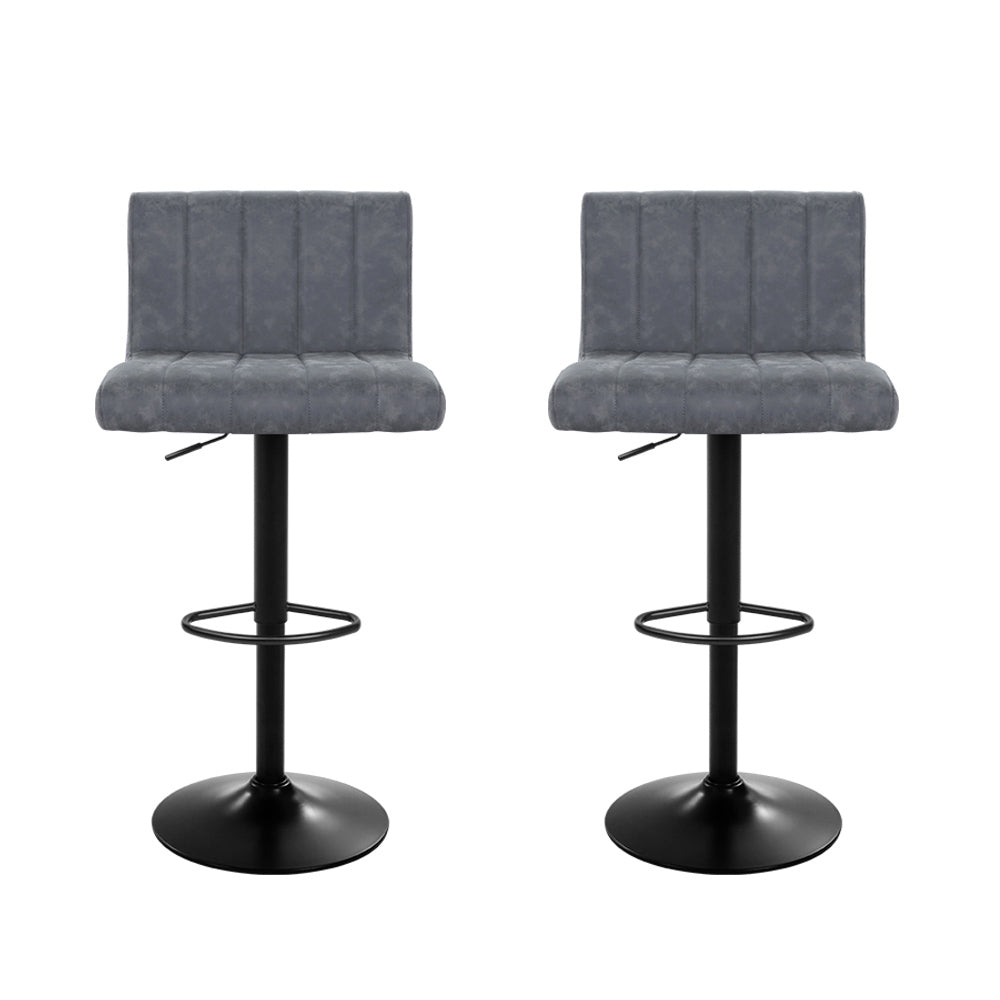 Artiss Set of 2 Bar Stools PU Leather Line Style - Grey
