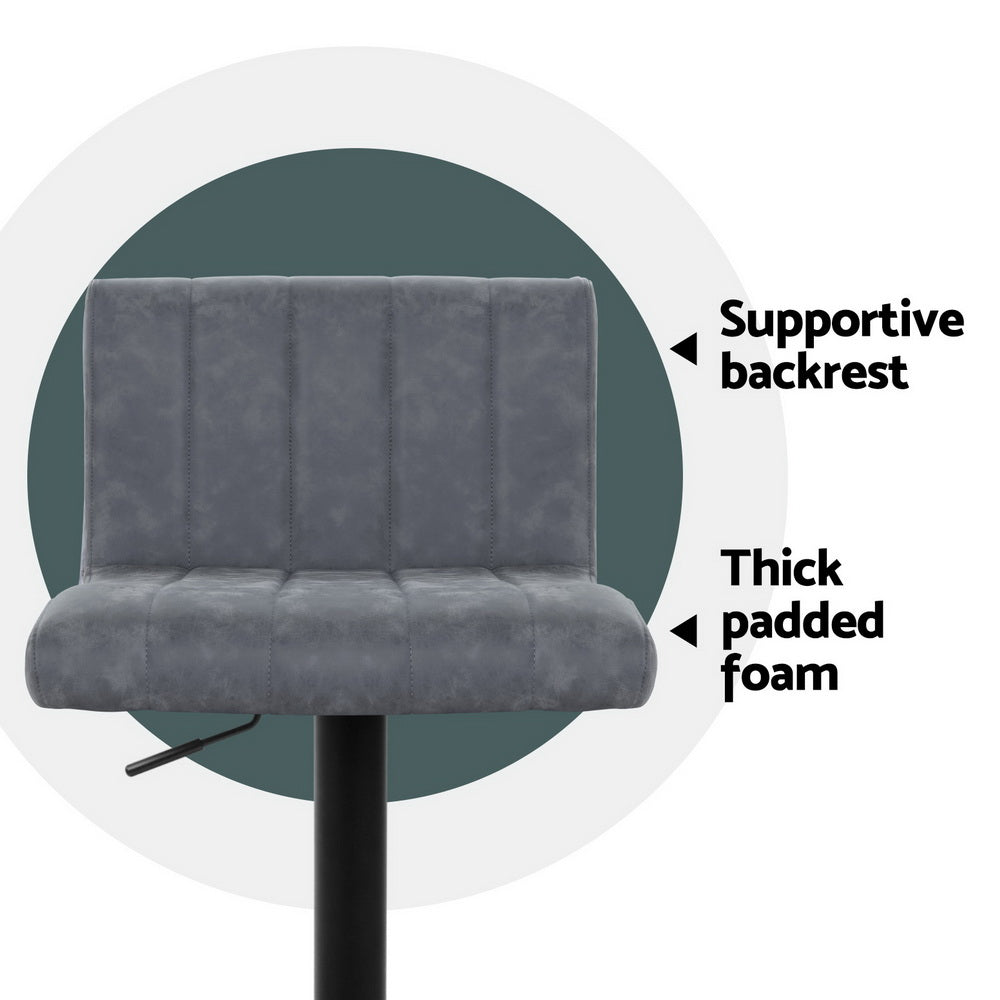 Artiss Set of 2 Bar Stools PU Leather Line Style - Grey