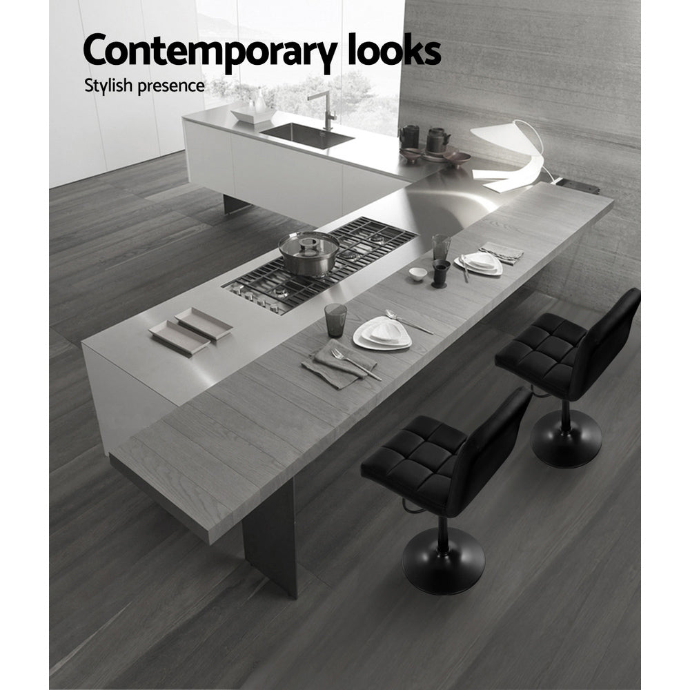 Artiss Set of 2 PU Leather Gas Lift Bar Stools - Black