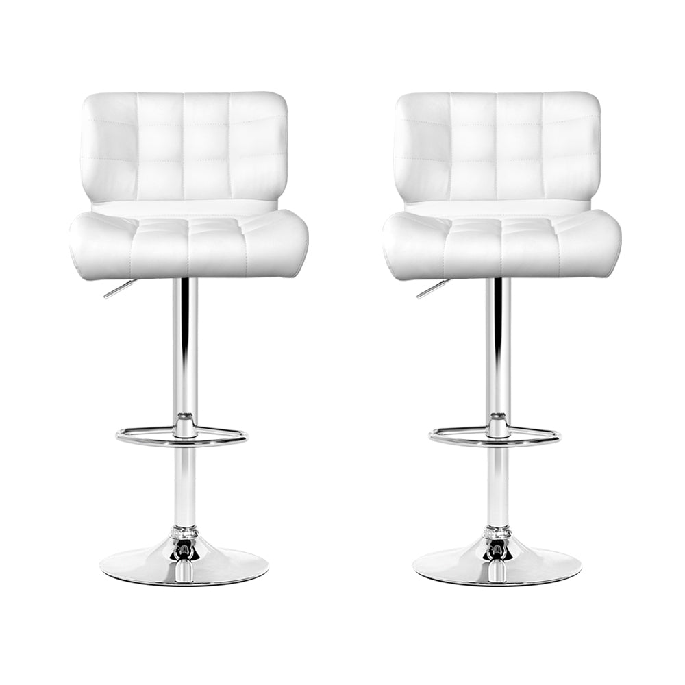 Artiss Set of 2 PU Leather Gas Lift Bar Stools - White and Chrome