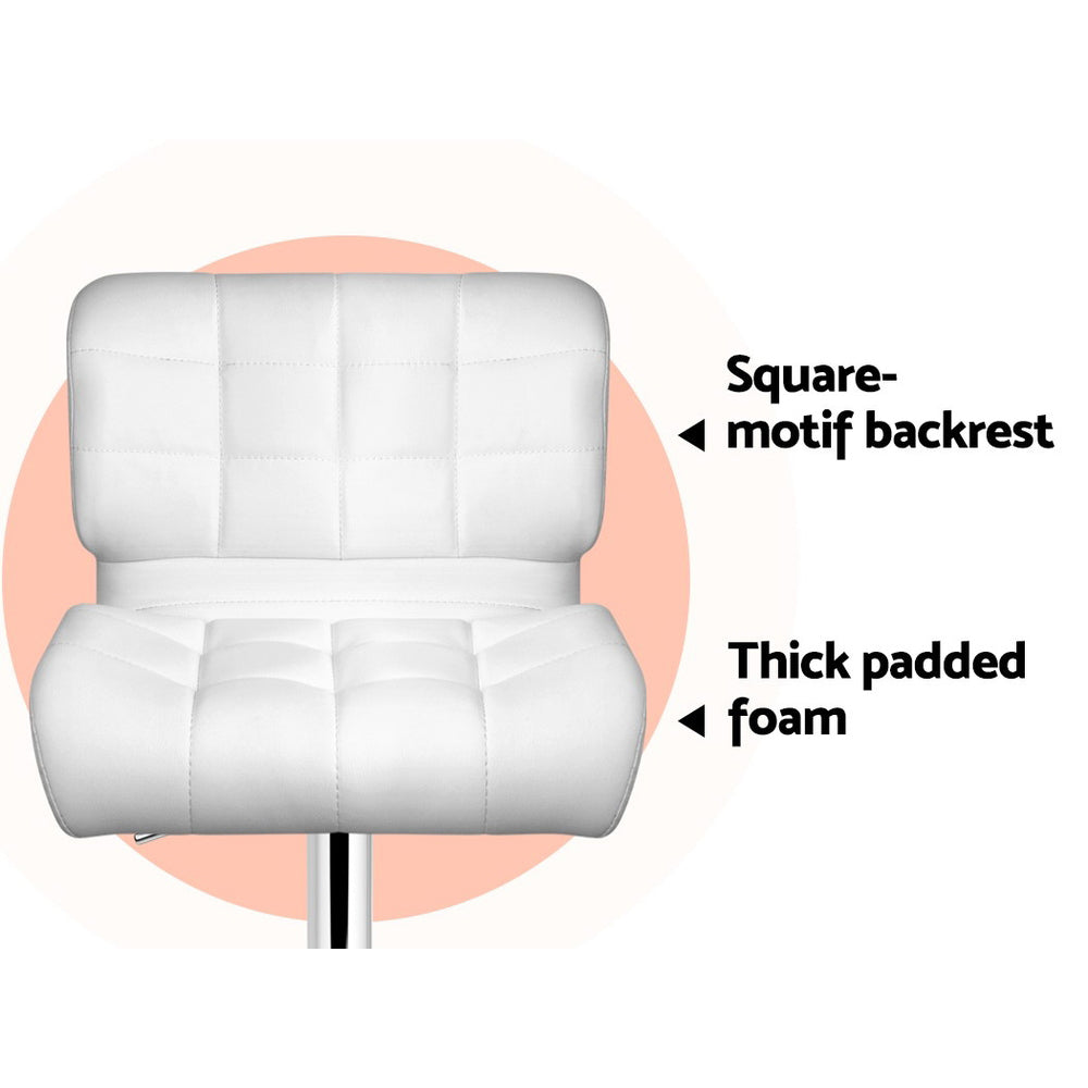 Artiss Set of 2 PU Leather Gas Lift Bar Stools - White and Chrome