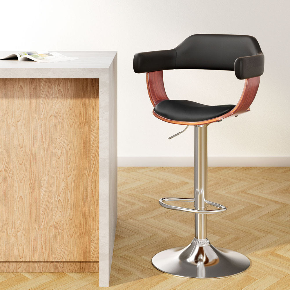 Artiss Wooden Bar Stool - Black and Wood