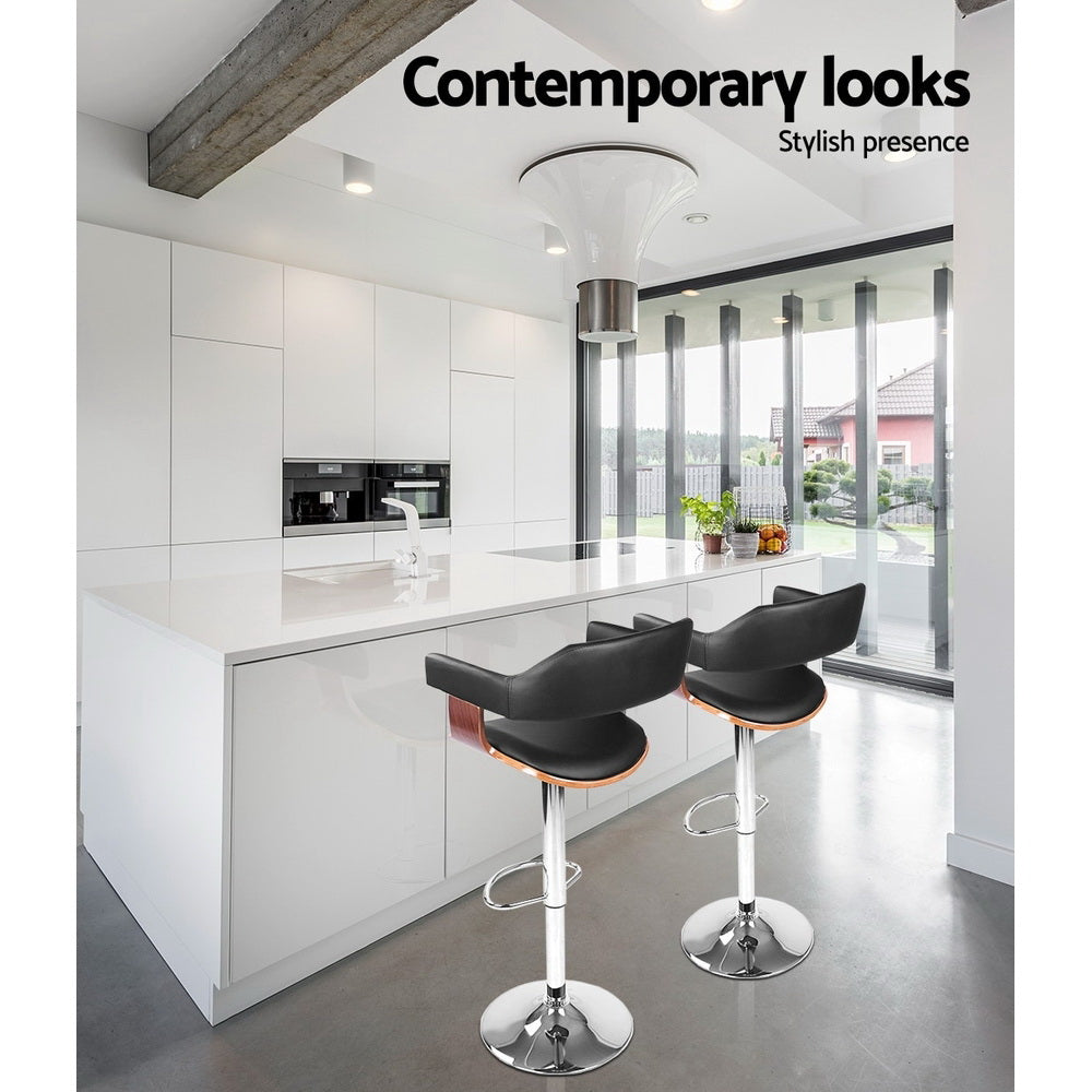 Artiss Wooden Bar Stool - Black and Wood