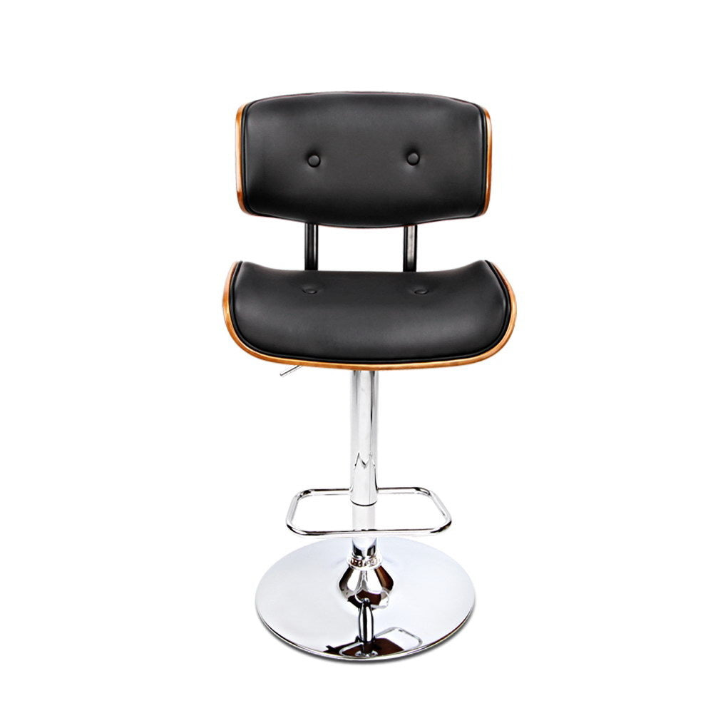Artiss Wooden Gas Lift Bar Stool - Black and Chrome