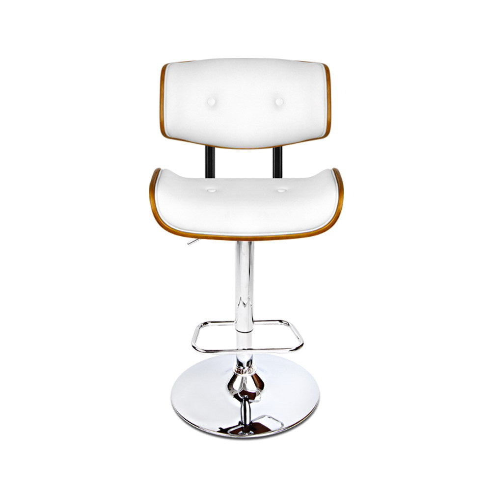 Artiss Wooden Gas Lift Bar Stool - White and Chrome