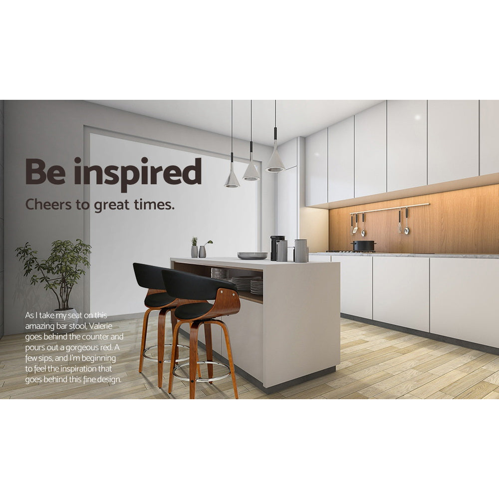 Artiss Set of 4 Swivel PU Leather Bar Stool - Wood and Black