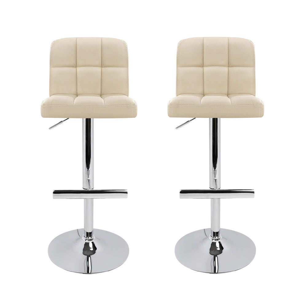 Artiss Set of 2 PU Leather Gas Lift Bar Stools - Beige