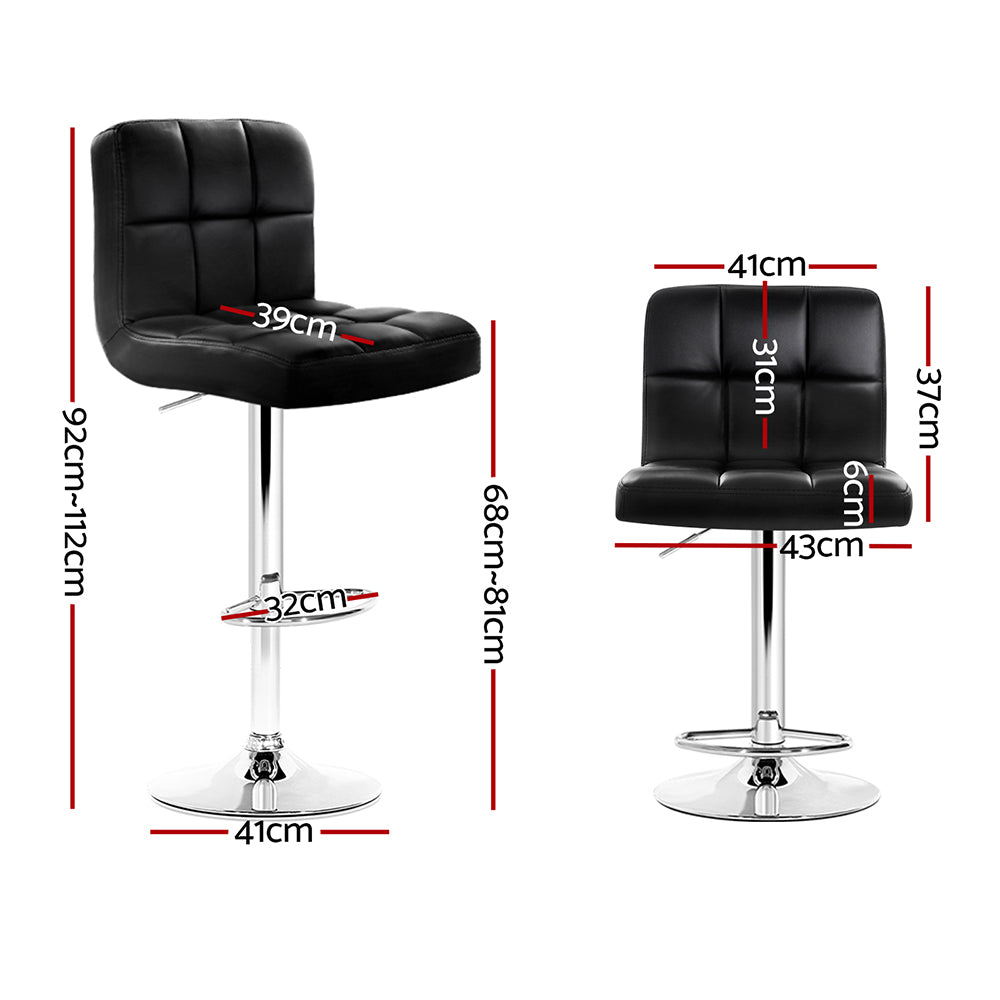 Artiss Set of 2 PU Leather Gas Lift Bar Stools - Black