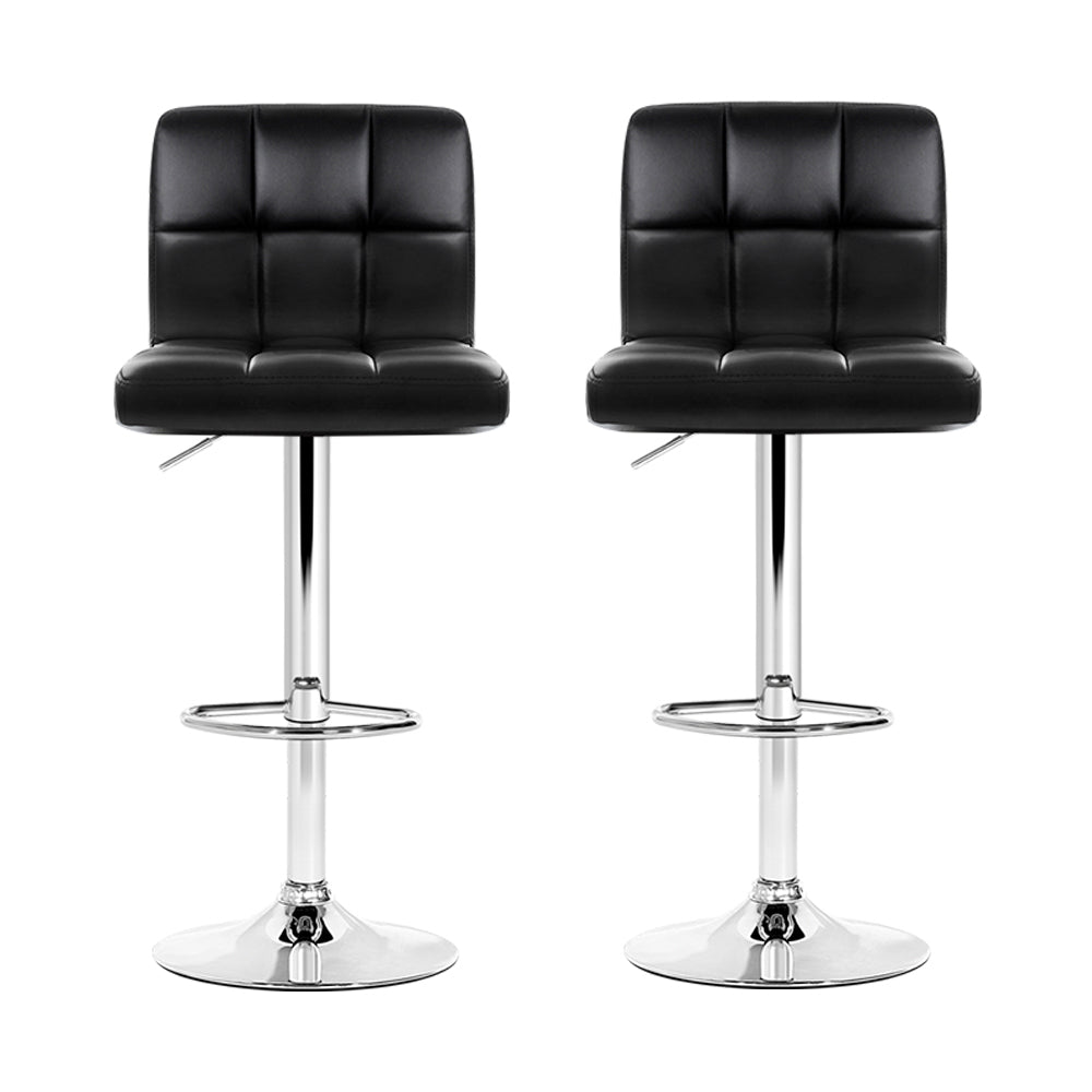 Artiss Set of 2 PU Leather Gas Lift Bar Stools - Black