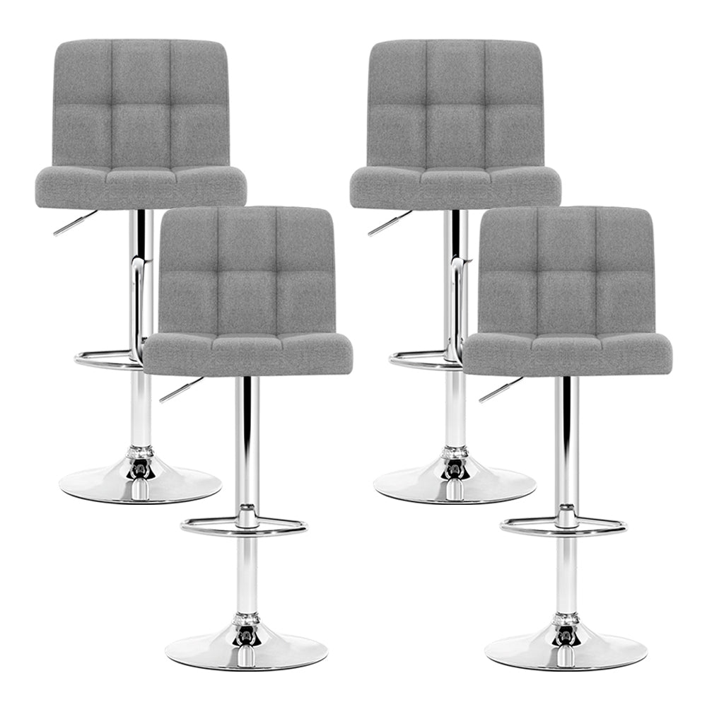 Artiss Set of 4 Fabric Swivel Bar Stools - Grey