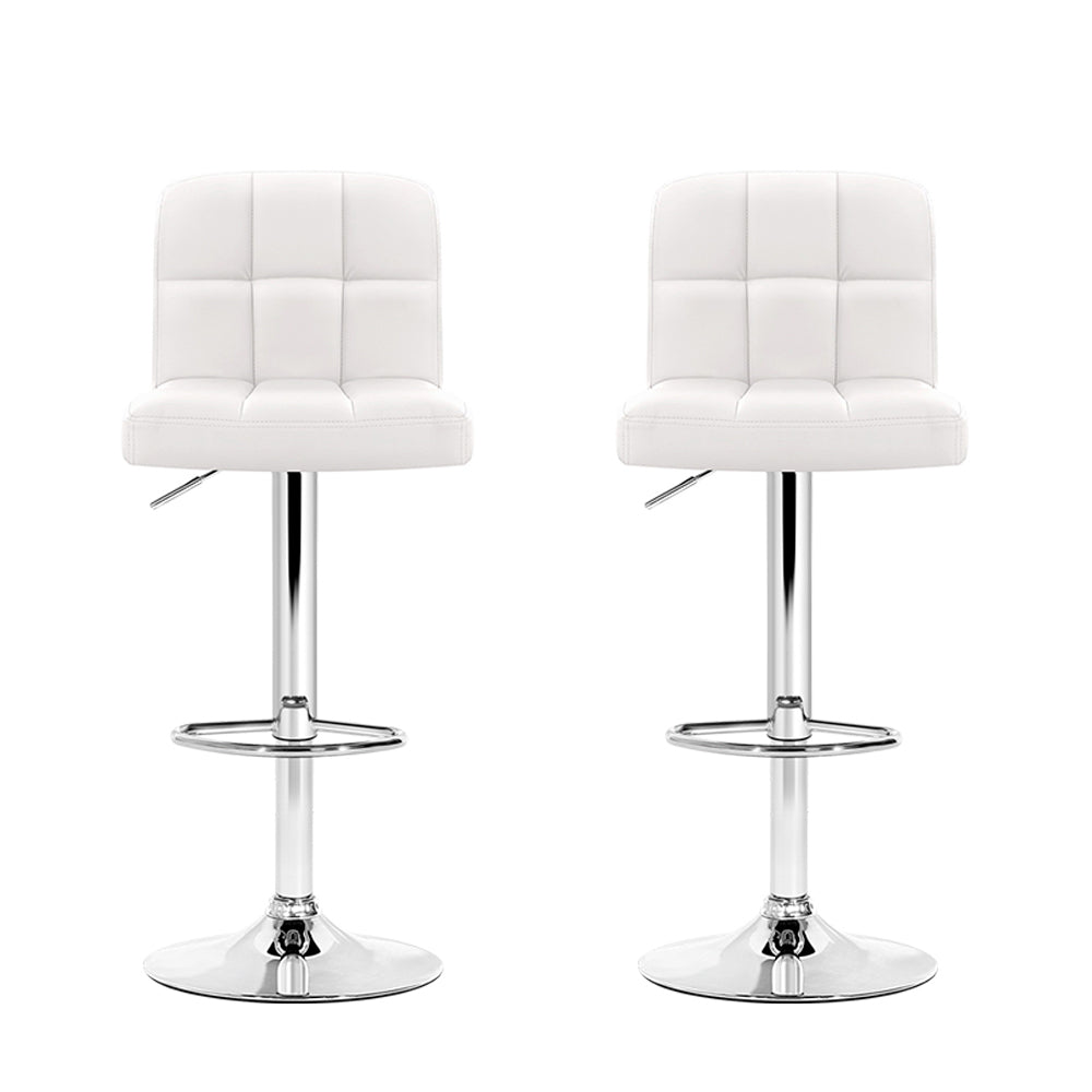 Artiss Set of 2 PU Leather Gas Lift Bar Stools - White