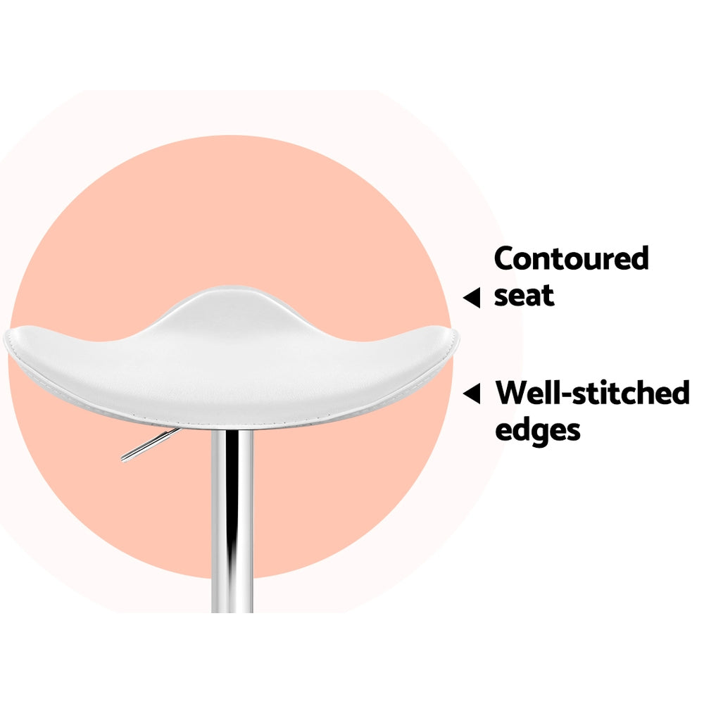 Artiss Set of 2 Gas Lift Bar Stools PU Leather - White and Chrome