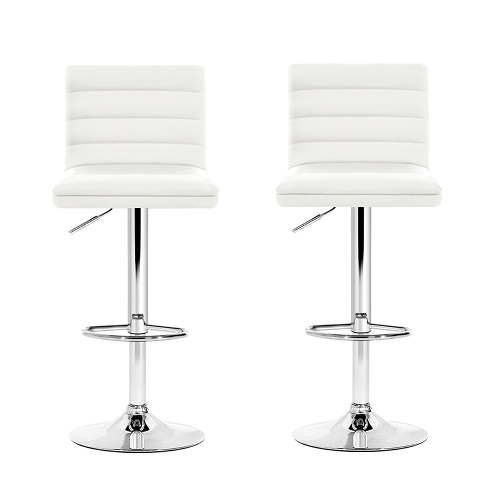 Artiss Set of 2 PU Leather Bar Stools Padded Line Style - White