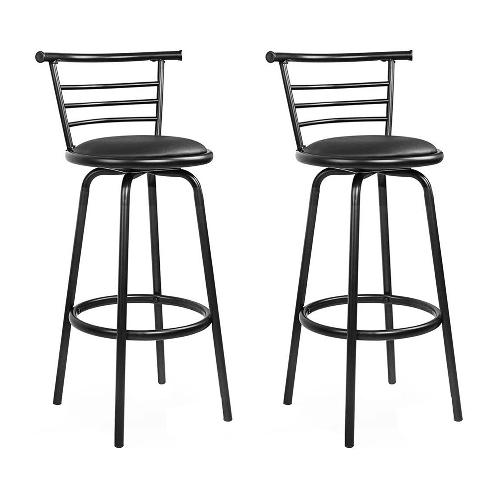 Artiss Set of 2 PU Leather Bar Stools - Black and Steel