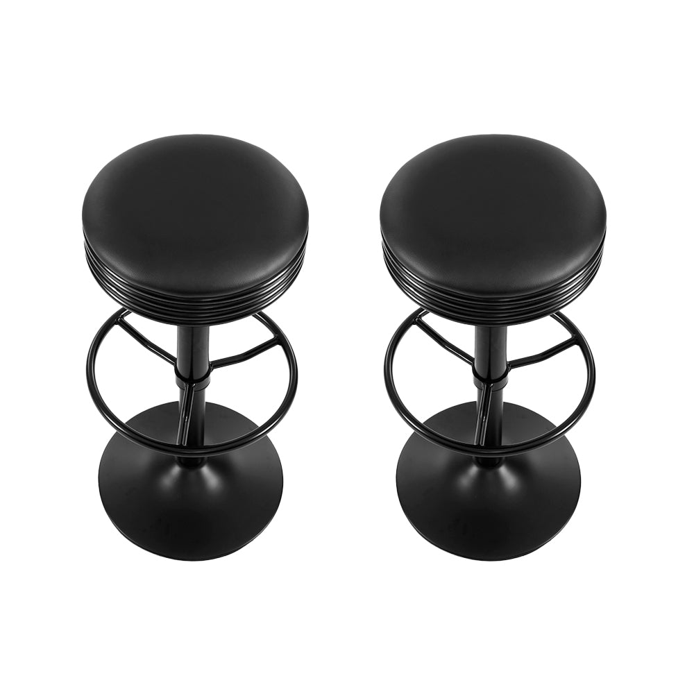Artiss Set of 2 PU Leather Swivel Backless Bar Stools - Black
