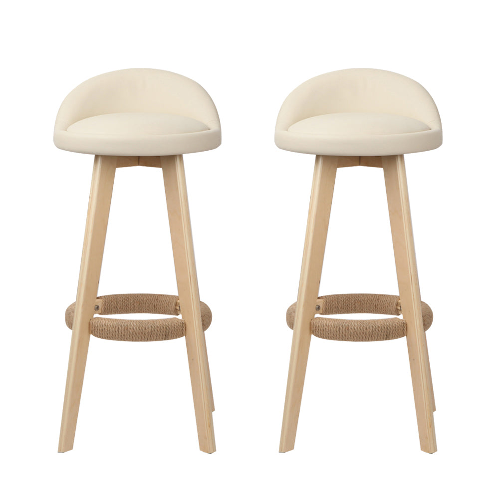 Artiss Set of 2 PU Leather Backrest Bar Stools - Beige