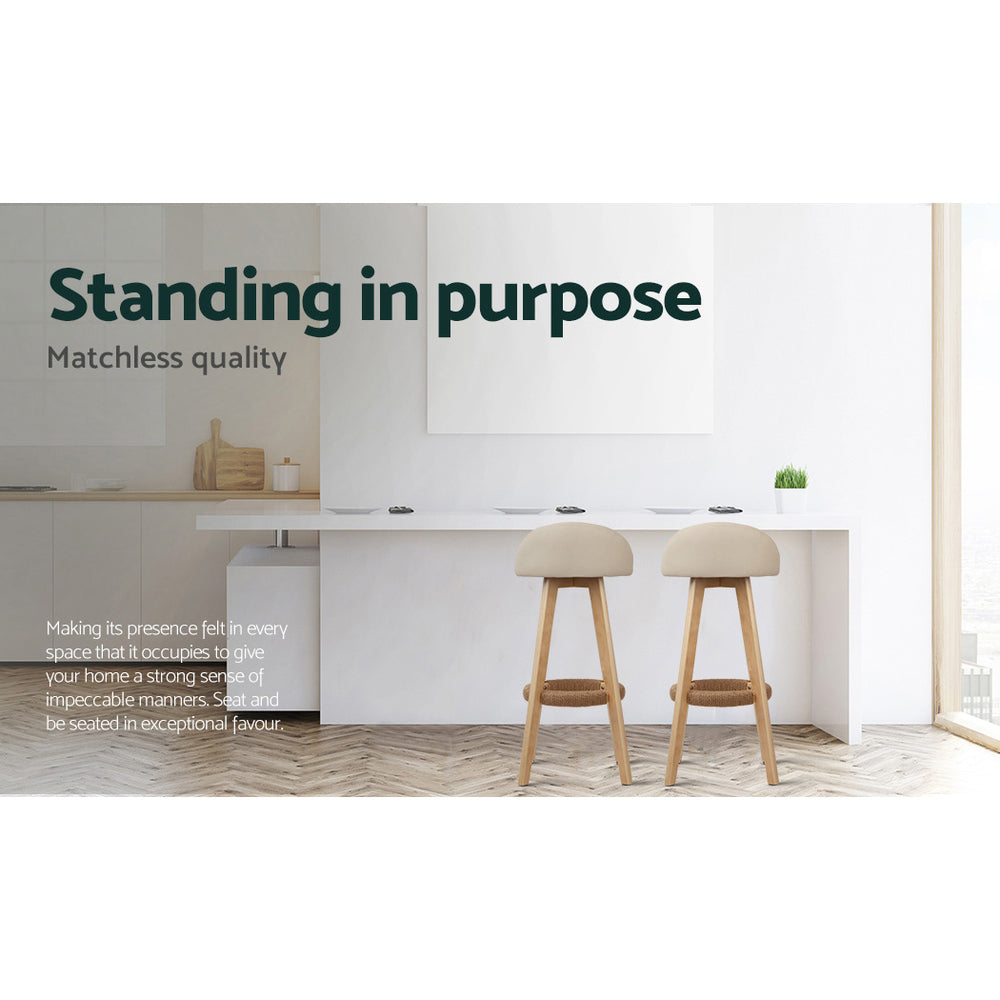 Artiss Set of 2 PU Leather Backrest Bar Stools - Beige