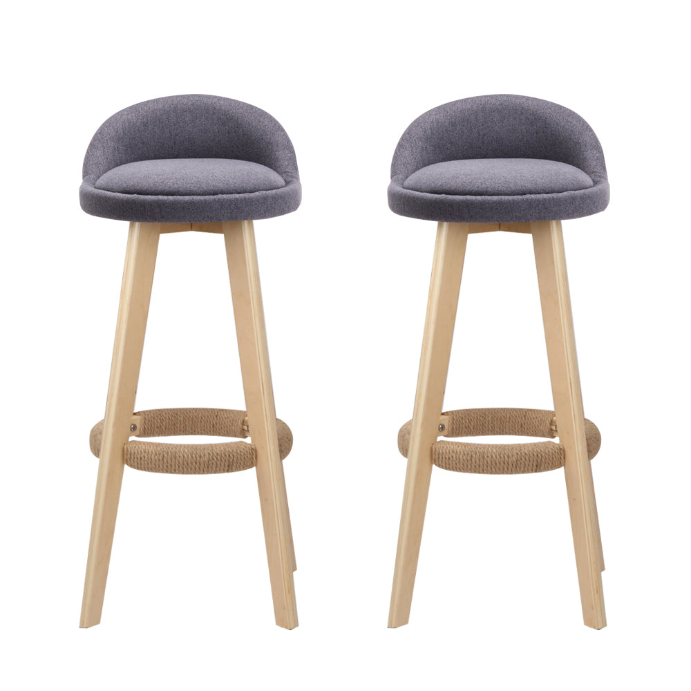 Artiss Set of 2 Fabric Backrest Bar Stools - Grey