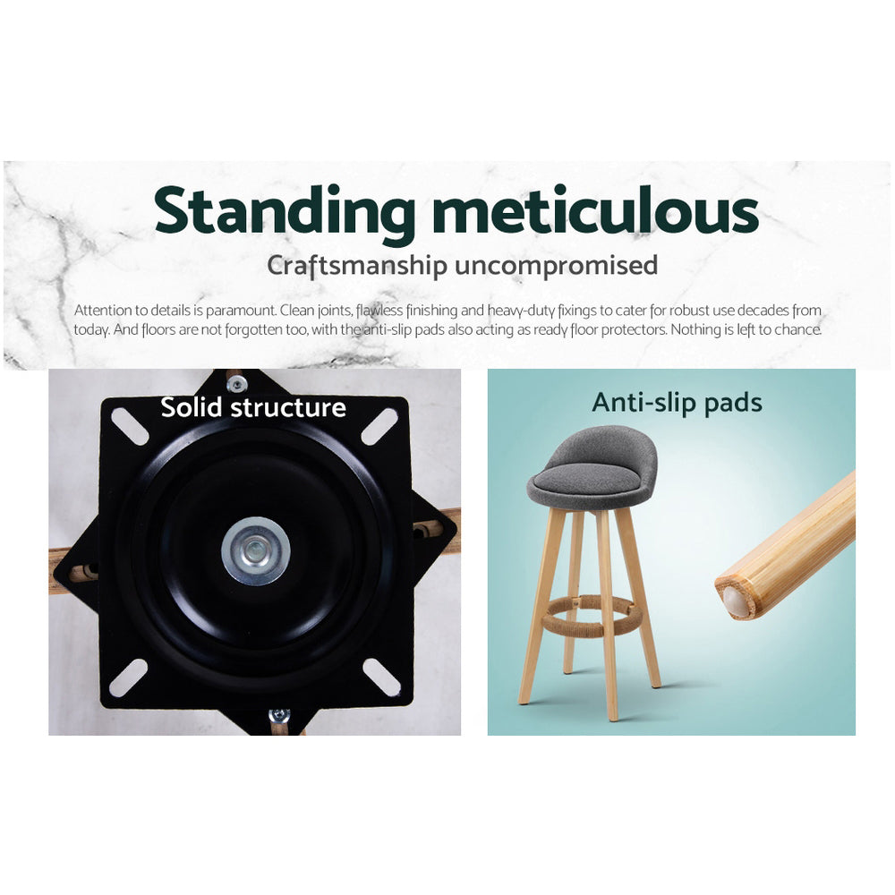 Artiss Set of 2 Fabric Backrest Bar Stools - Grey