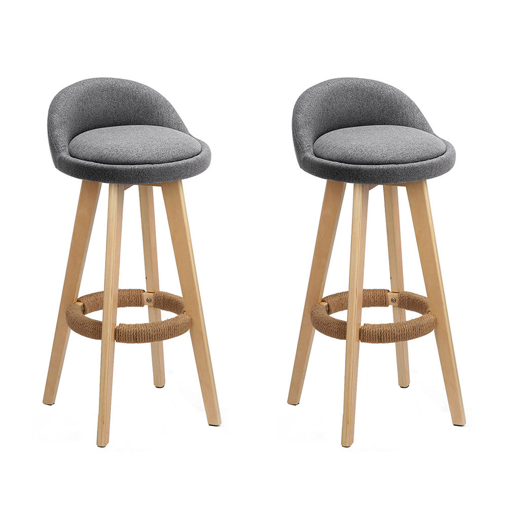 Artiss Set of 2 Fabric Backrest Bar Stools - Grey