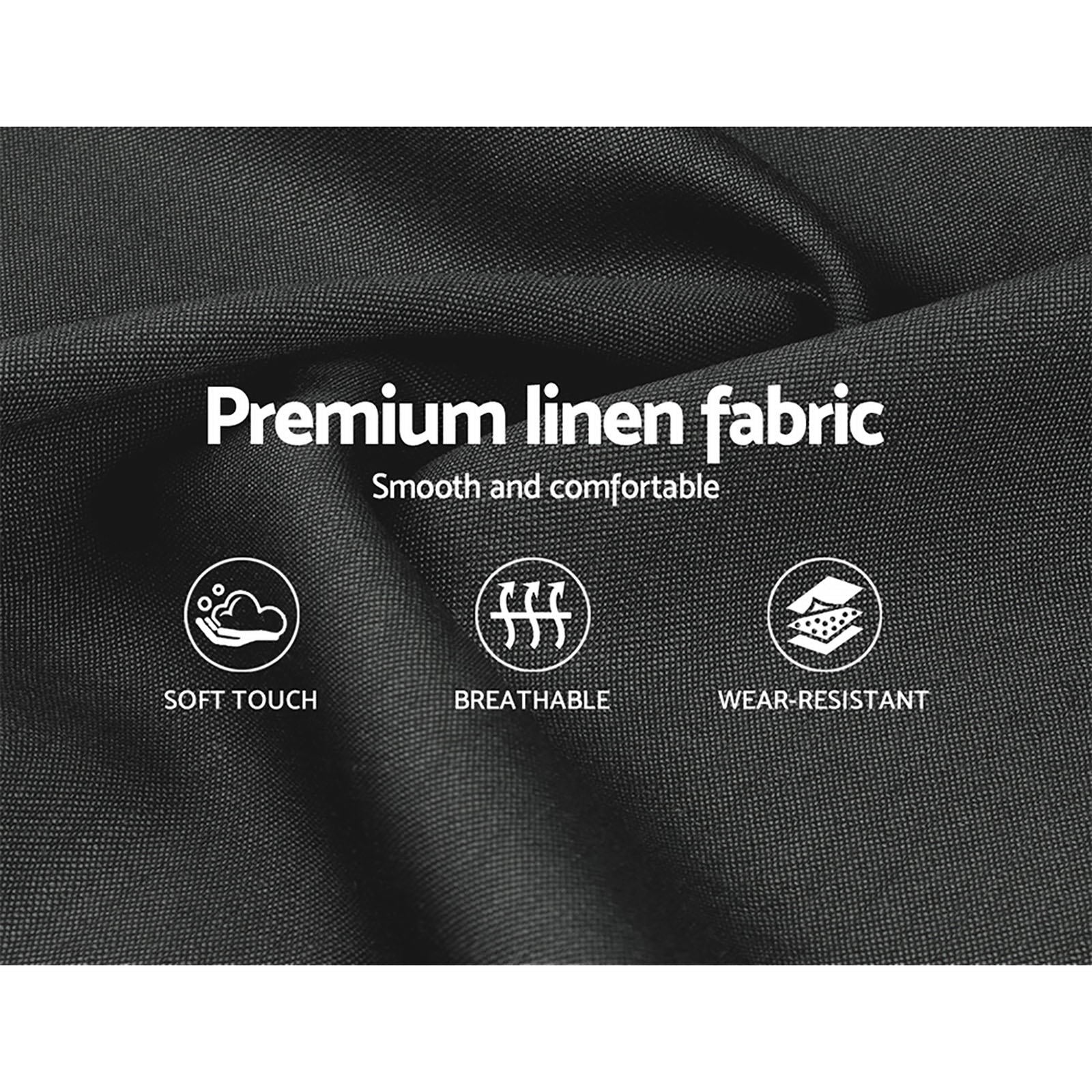 Artiss Issa Bed Frame Fabric Gas Lift Storage - Charcoal Queen