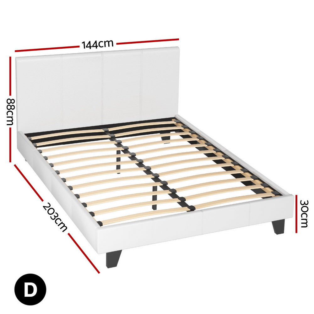 Artiss Neo Bed Frame PU Leather - White Double