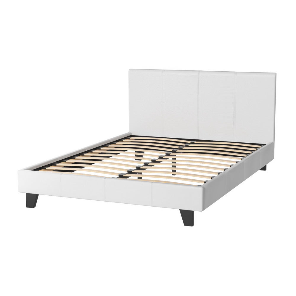 Artiss Neo Bed Frame PU Leather - White Double