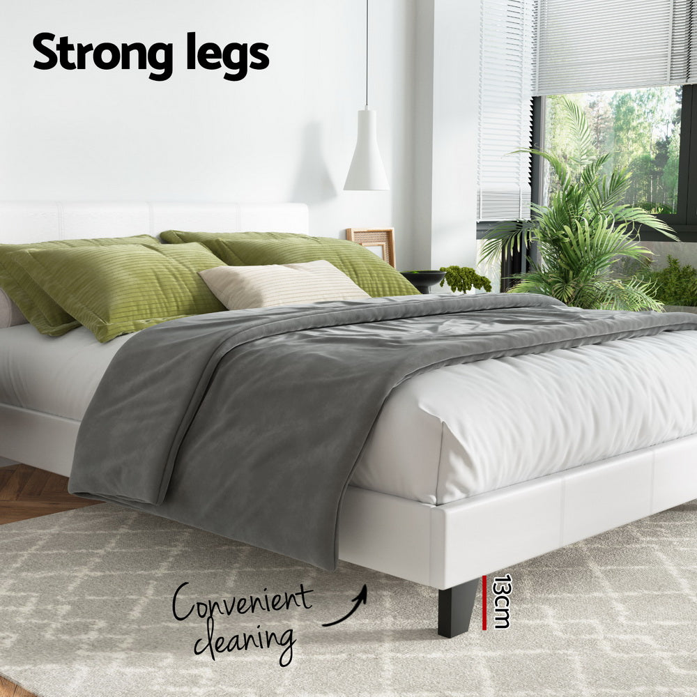 Artiss Neo Bed Frame PU Leather - White Double
