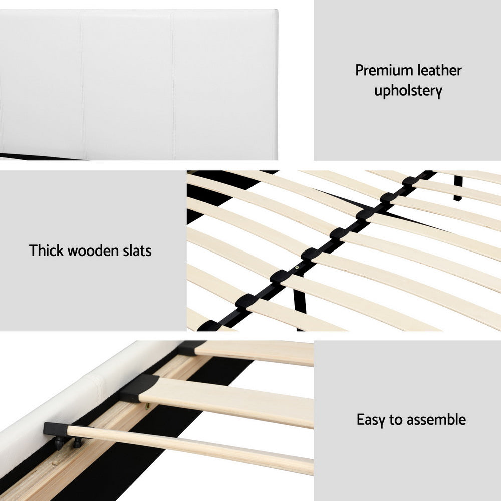 Artiss Neo Bed Frame PU Leather - White Double