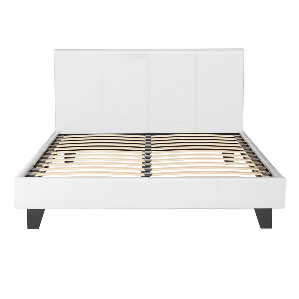 Artiss Neo Bed Frame PU Leather - White Double